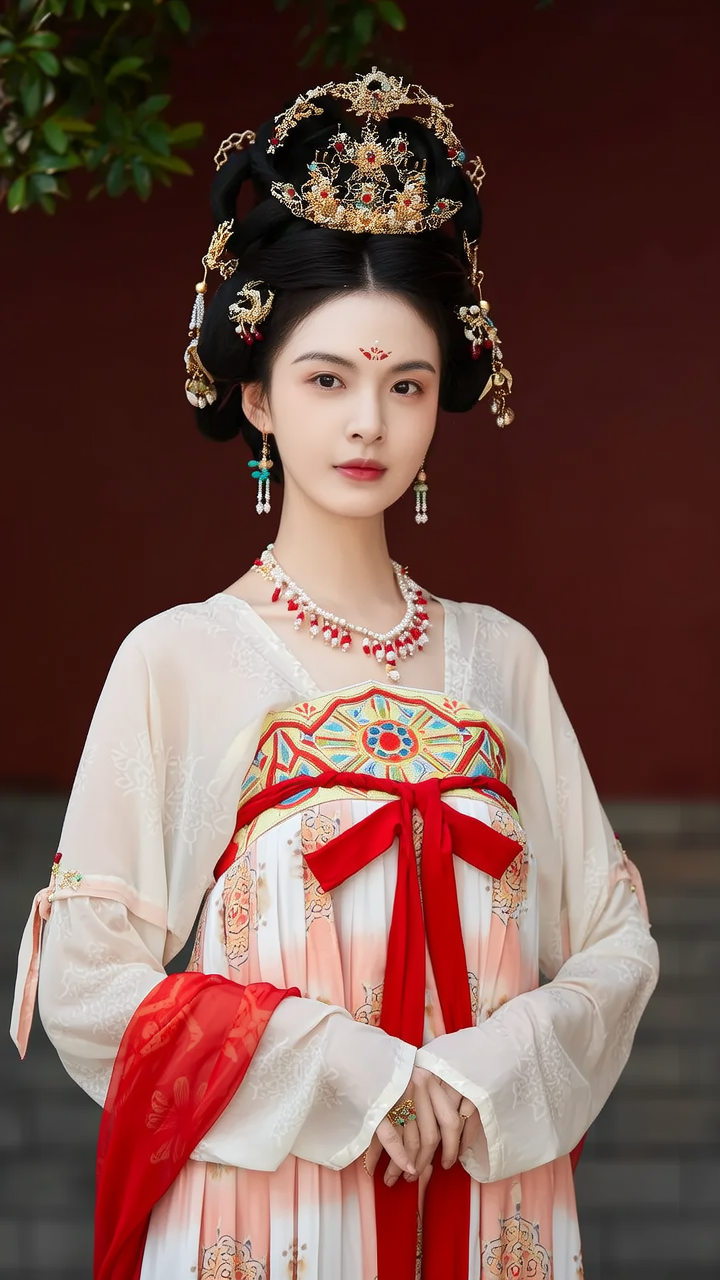 以中国文献内容做参考画一幅夏朝美女，背景要体现当时文化，服装要穿当时朝代的，人物要像真人