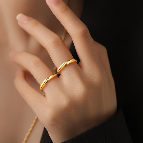 金戒指佩戴图片