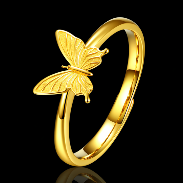蝴蝶金戒指图片