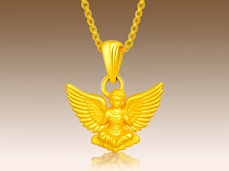 黄金天使吊坠图片