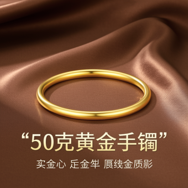 50克黄金手镯实心图片